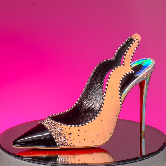 Christian Louboutin Women's Black and Pink Heels - Picture 4 of 12